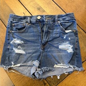 American Eagle Outfitters Blue Distressed Jean Shorts